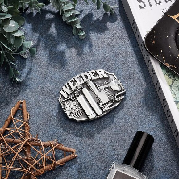 Men's Black Vintage Simple Heavy Duty Alloy Reversible Replacement Belt Buckle - Picture 4 of 5